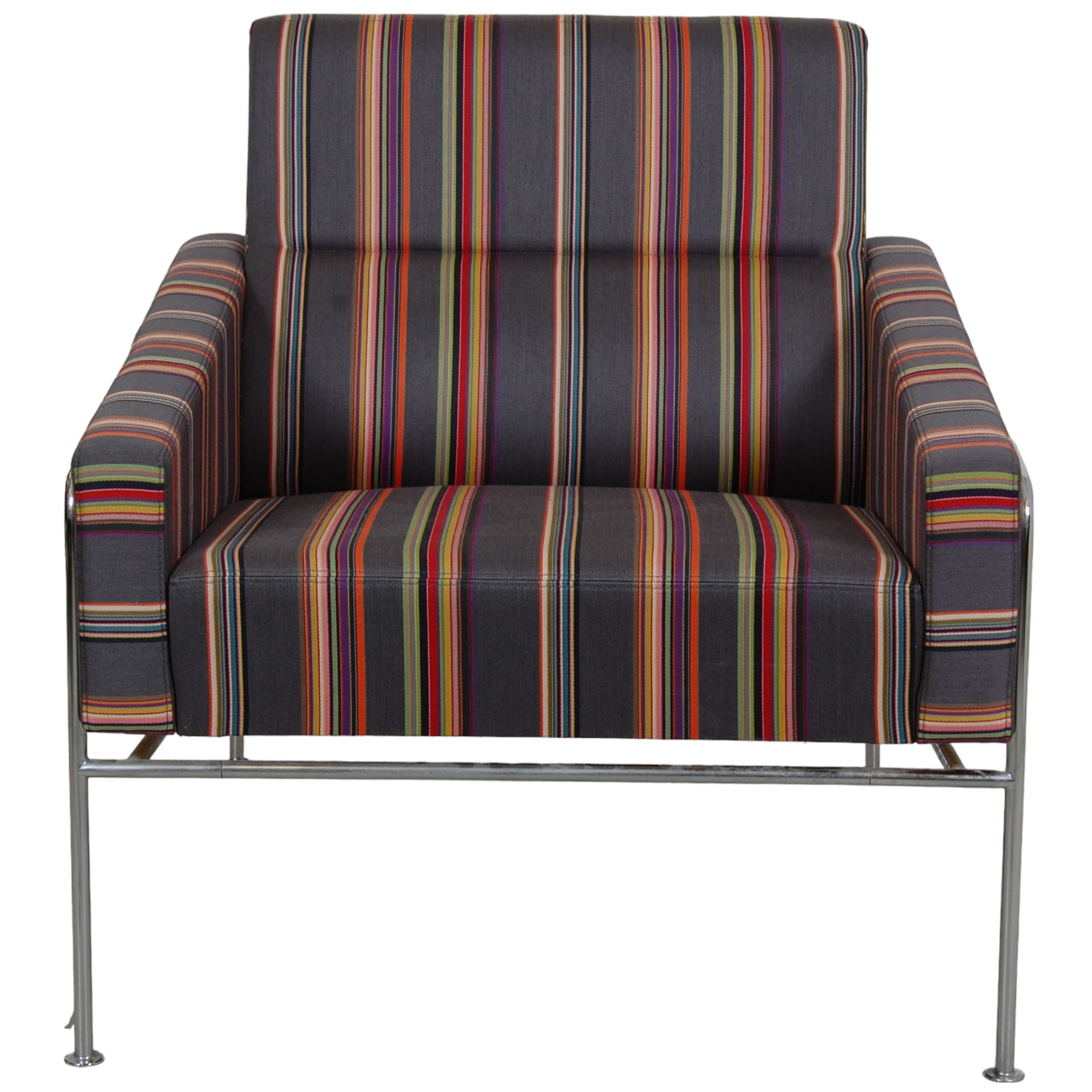 K b brugt Arne Jacobsen 3301 Loungestol i Paul Smith stof